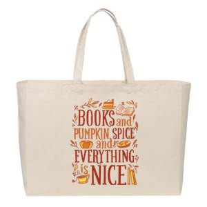 Books And Pumpkin Spice Fall Cotton Canvas Jumbo Tote