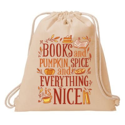 Books And Pumpkin Spice Fall Drawstring Bag