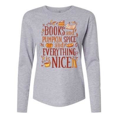 Books And Pumpkin Spice Fall Womens Cotton Relaxed Long Sleeve T-Shirt