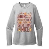 Books And Pumpkin Spice Fall Womens CVC Long Sleeve Shirt