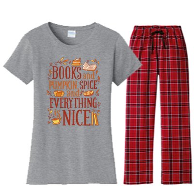 Books And Pumpkin Spice Fall Women's Flannel Pajama Set