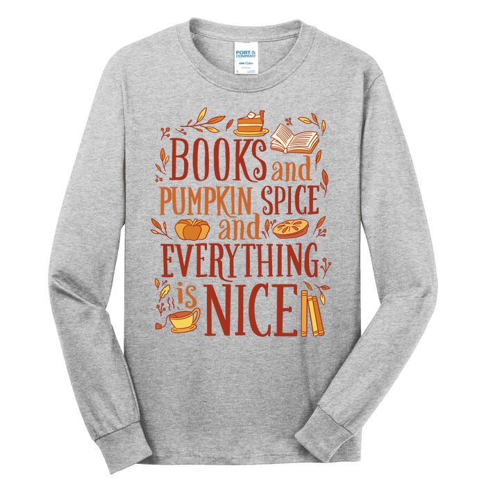 Books And Pumpkin Spice Fall Tall Long Sleeve T-Shirt