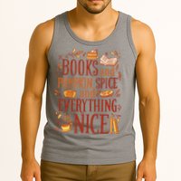 Books And Pumpkin Spice Fall Tank Top