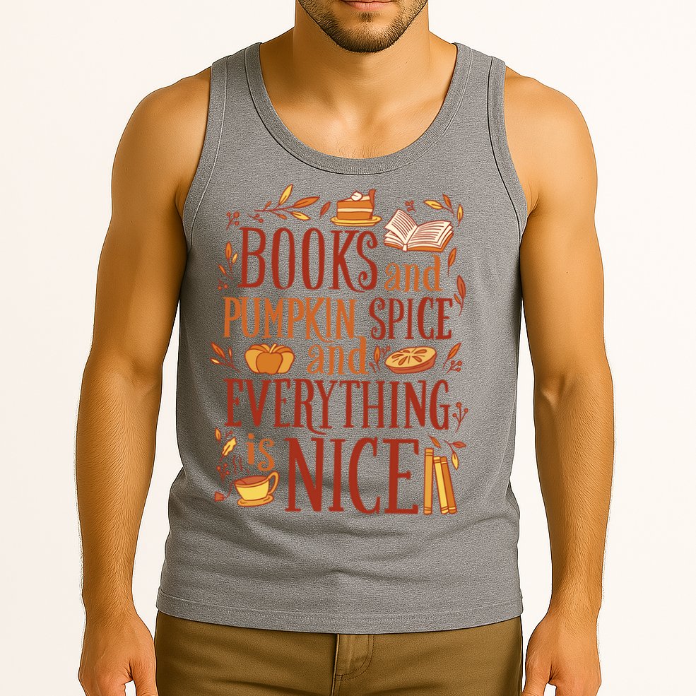 Books And Pumpkin Spice Fall Tank Top