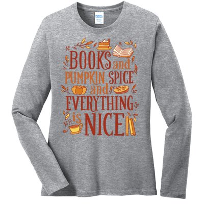 Books And Pumpkin Spice Fall Ladies Long Sleeve Shirt