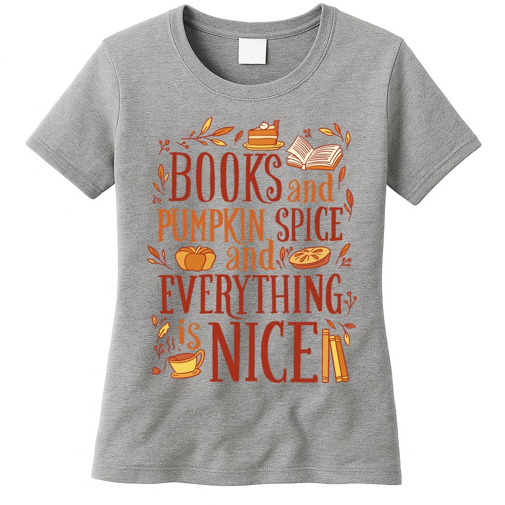Books And Pumpkin Spice Fall Womens T-Shirt