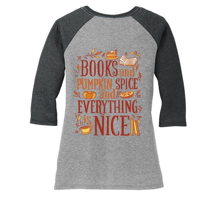 Books And Pumpkin Spice Fall Women's Tri-Blend 3/4-Sleeve Raglan Shirt