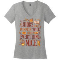 Books And Pumpkin Spice Fall Women's V-Neck T-Shirt