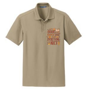 Books And Pumpkin Spice Fall Dry Zone Grid Polo