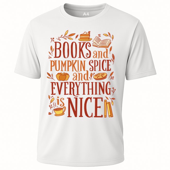 Books And Pumpkin Spice Fall Cooling Performance Crew T-Shirt