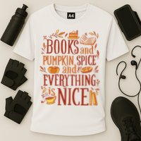 Books And Pumpkin Spice Fall Cooling Performance Crew T-Shirt