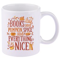 Books And Pumpkin Spice Fall 11oz C Handle Ceramic Mug