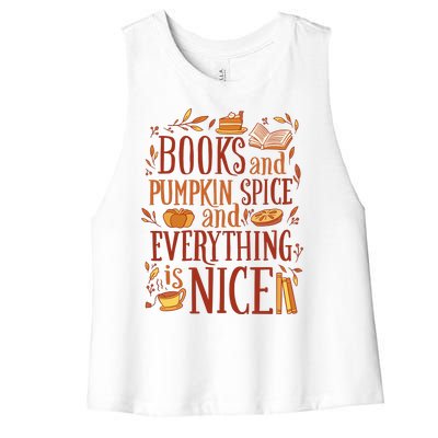 Books And Pumpkin Spice Fall Women's Racerback Cropped Tank