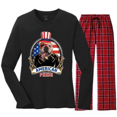 Bulldog American Pride T Women's Long Sleeve Flannel Pajama Set 