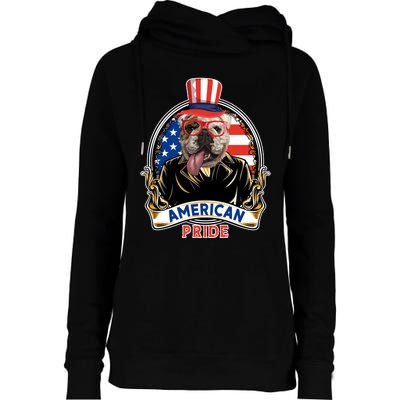 Bulldog American Pride T Womens Funnel Neck Pullover Hood