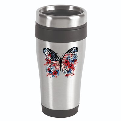 Butterfly America Patriotic 4th Of July 16oz Travel Tumbler