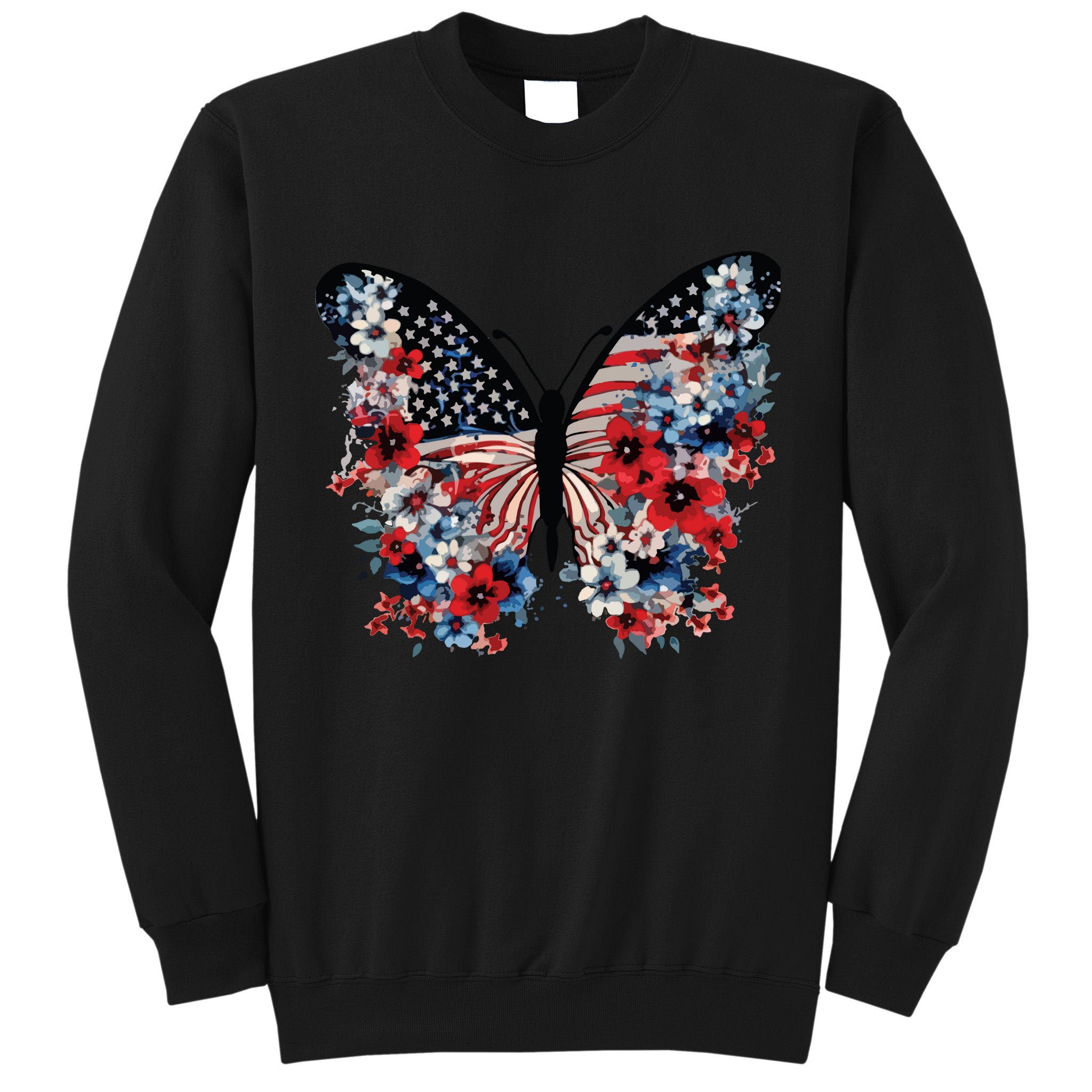 Butterfly America Patriotic 4th Of July Tall Sweatshirt