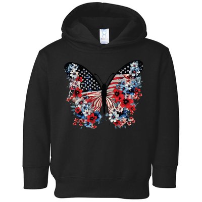 Butterfly America Patriotic 4th Of July Toddler Hoodie