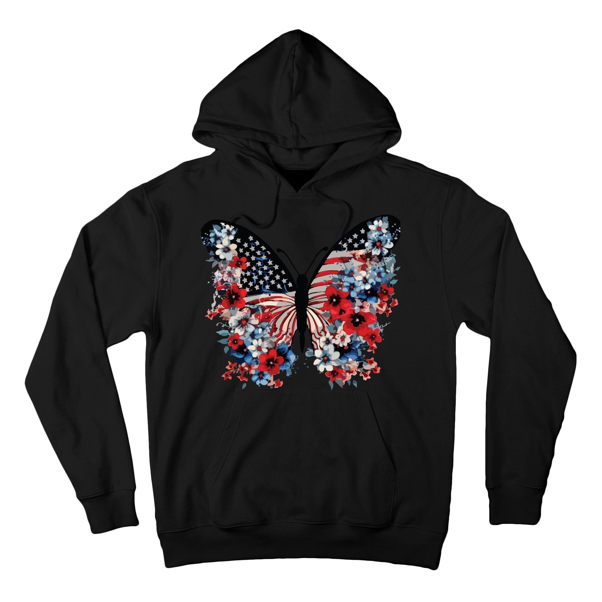 Butterfly America Patriotic 4th Of July Tall Hoodie