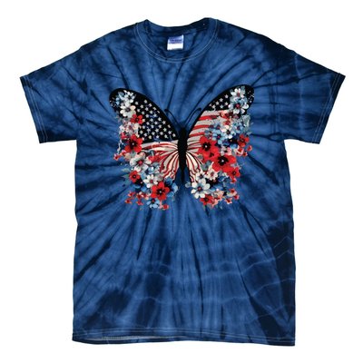 Butterfly America Patriotic 4th Of July Tie-Dye T-Shirt