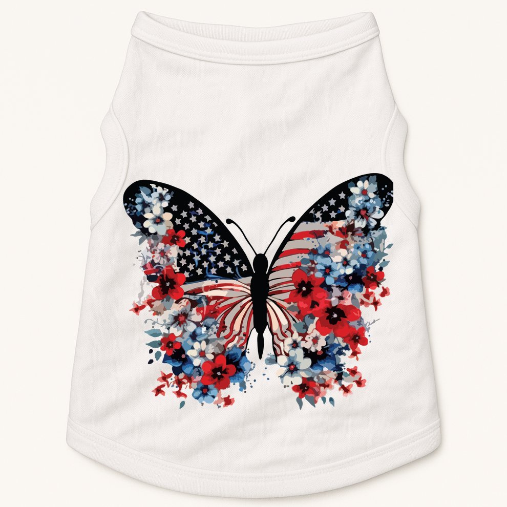 Butterfly America Patriotic 4th Of July Doggie Tank