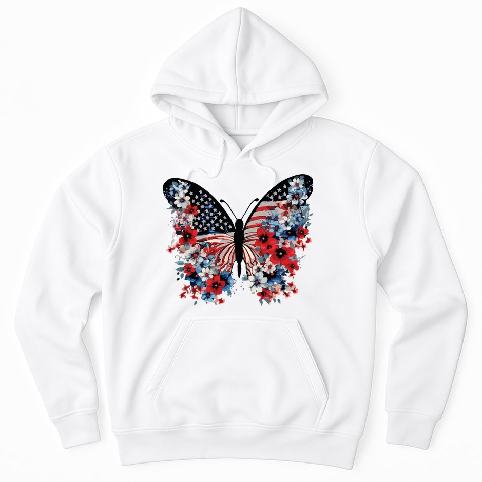 Butterfly America Patriotic 4th Of July Hoodie