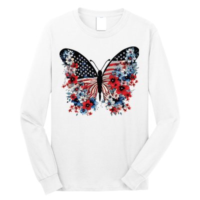 Butterfly America Patriotic 4th Of July Long Sleeve Shirt