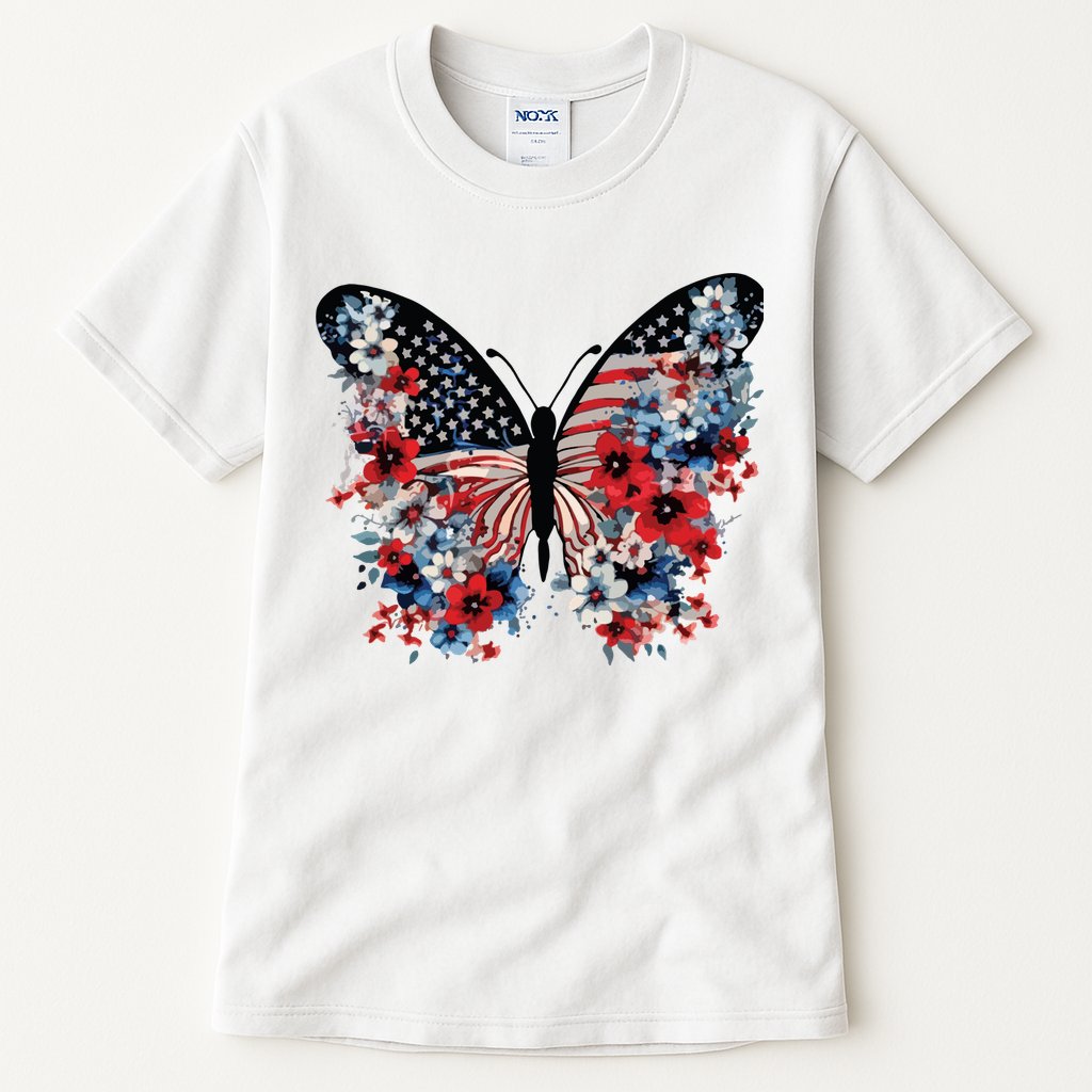 Butterfly America Patriotic 4th Of July Tall T-Shirt