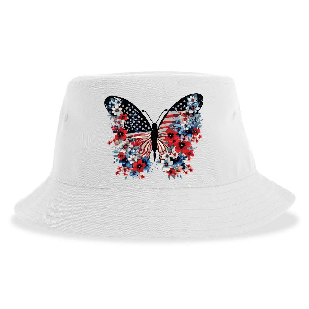 Butterfly America Patriotic 4th Of July Sustainable Bucket Hat