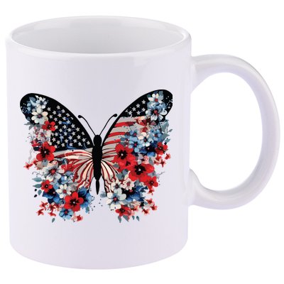 Butterfly America Patriotic 4th Of July 11oz C Handle Ceramic Mug