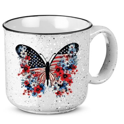 Butterfly America Patriotic 4th Of July 15oz Campfire Ceramic Mug