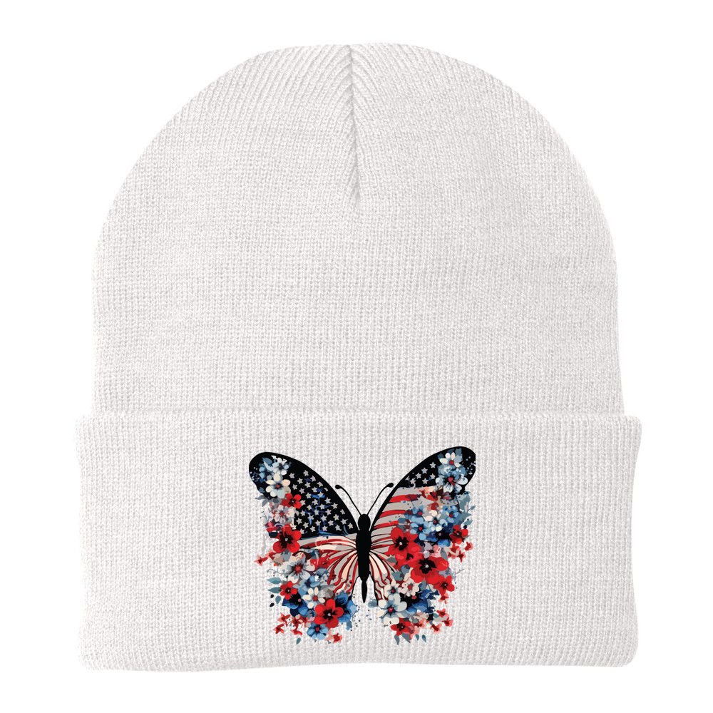 Butterfly America Patriotic 4th Of July Beanie
