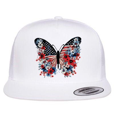 Butterfly America Patriotic 4th Of July Flat Bill Trucker Hat