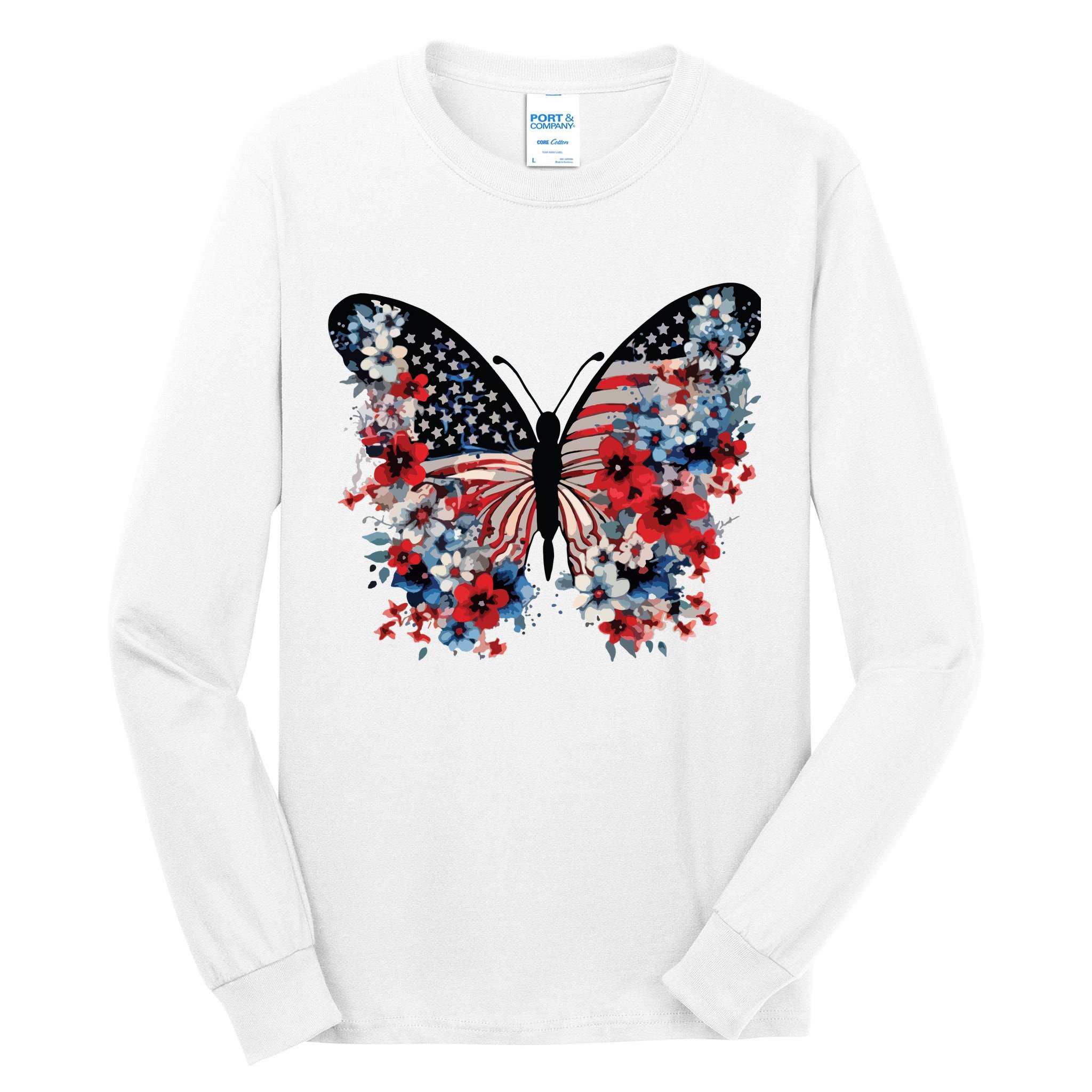 Butterfly America Patriotic 4th Of July Tall Long Sleeve T-Shirt