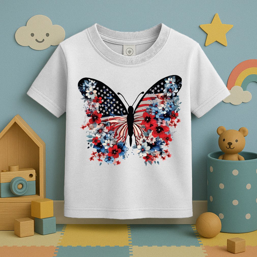 Butterfly America Patriotic 4th Of July Toddler T-Shirt