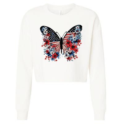 Butterfly America Patriotic 4th Of July Cropped Pullover Crew