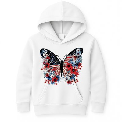 Butterfly America Patriotic 4th Of July Kids Hoodie