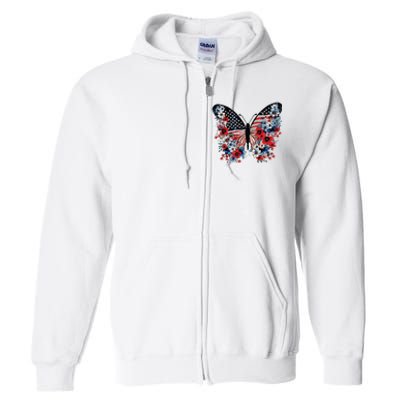 Butterfly America Patriotic 4th Of July Full Zip Hoodie