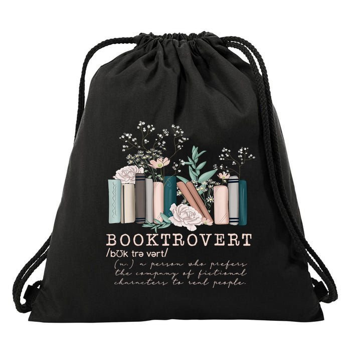 Booktrovert A Person Who Prefers The Company Of Fictional Characters To Read Peo Drawstring Bag