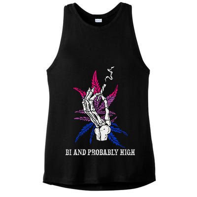 Bi And Probably High Skeleton Weed Cannabis 420 Stoner Ladies PosiCharge Tri-Blend Wicking Tank