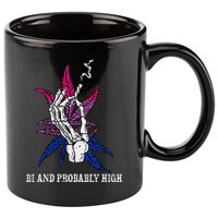 Bi And Probably High Skeleton Weed Cannabis 420 Stoner 11oz C Handle Ceramic Mug
