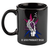 Bi And Probably High Skeleton Weed Cannabis 420 Stoner 11oz C Handle Ceramic Mug