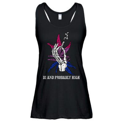Bi And Probably High Skeleton Weed Cannabis 420 Stoner Ladies Essential Flowy Tank
