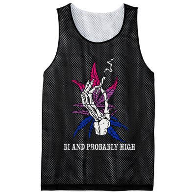 Bi And Probably High Skeleton Weed Cannabis 420 Stoner Mesh Reversible Basketball Jersey Tank