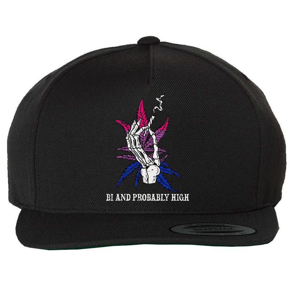 Bi And Probably High Skeleton Weed Cannabis 420 Stoner Wool Snapback Cap