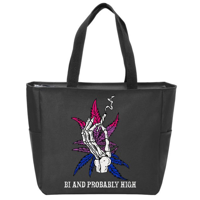 Bi And Probably High Skeleton Weed Cannabis 420 Stoner Zip Tote Bag