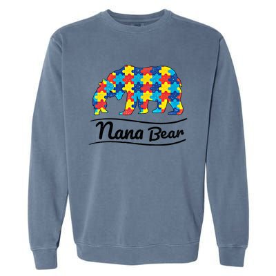 Bear Autism Puzzle Awareness Nana Bear Funny Gift Great Gift Garment-Dyed Sweatshirt