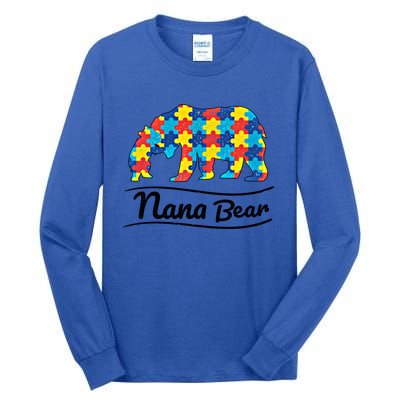 Bear Autism Puzzle Awareness Nana Bear Funny Gift Great Gift Tall Long Sleeve T-Shirt