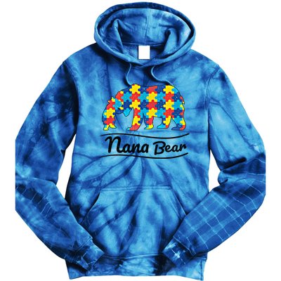 Bear Autism Puzzle Awareness Nana Bear Funny Gift Great Gift Tie Dye Hoodie