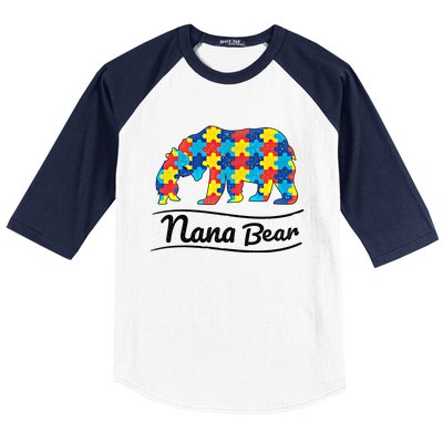 Bear Autism Puzzle Awareness Nana Bear Funny Gift Great Gift Baseball Sleeve Shirt